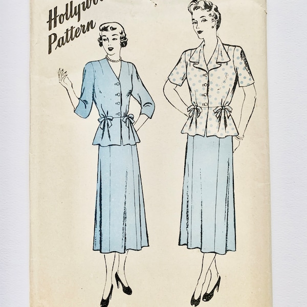 vintage des années 30/40, motif hollywoodien B469, haut pour femme et motif de jupe, B42 po. H45 po. inutilisé