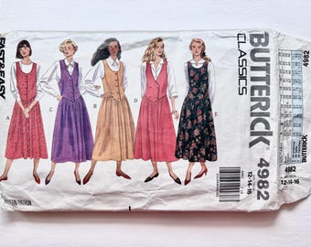 Vintage 1990’s Butterick 4982, Women’s Jumper Pattern, Sz (12-14-16), Uncut