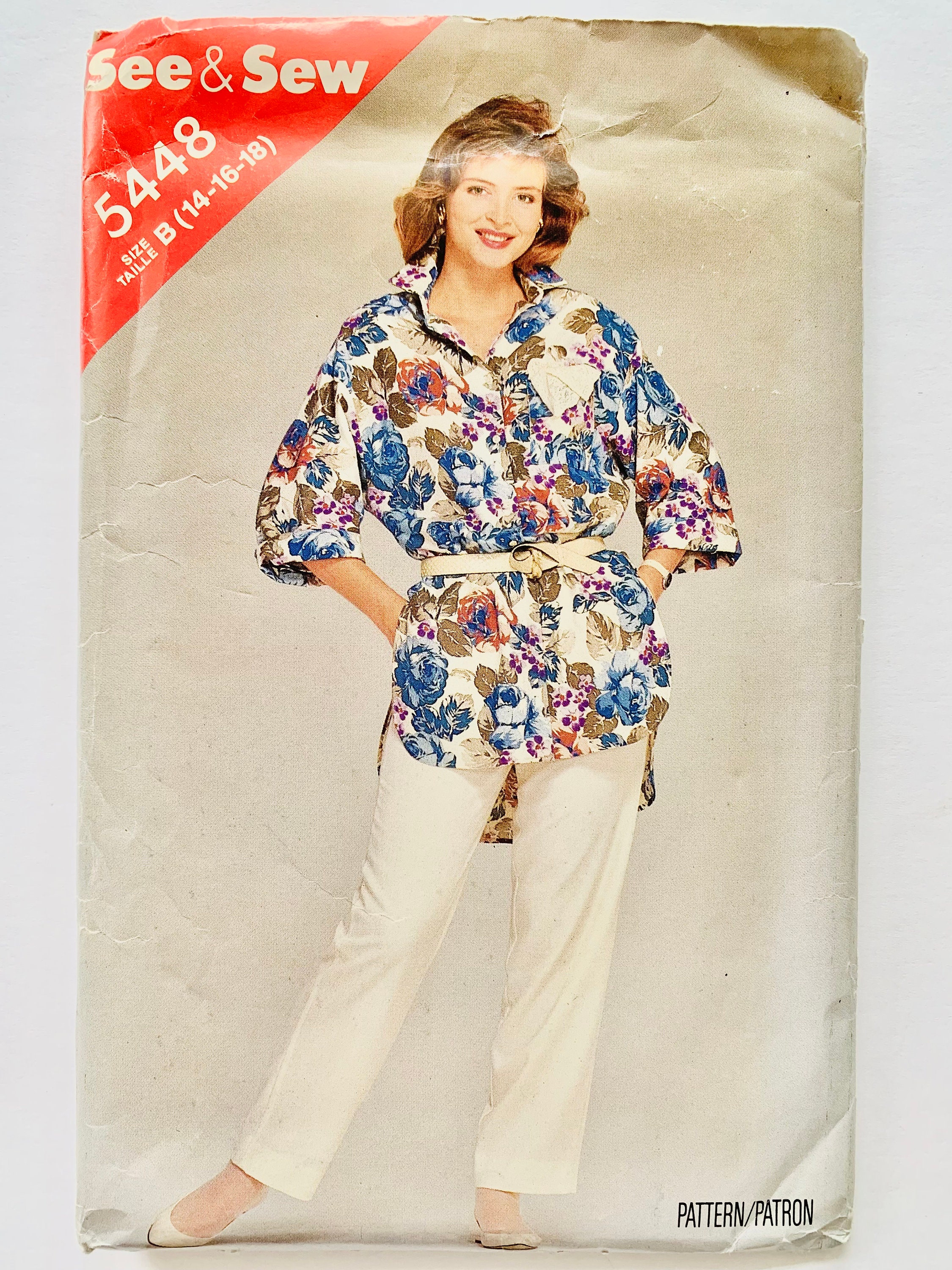 Tシャツ・カットソー [SAENGINSTUDIO] SHIRRING DETAIL ELBOW Vintage 1980's See & Sew 5448 Women's Shirt and Pants