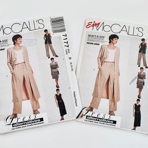 Pick-a-Size: Vintage 1990’s McCall’s 7177, Women’s Dress, Vest & Pull-On Pants Pattern, Sz (8-10-12) or (14-16-18), Uncut