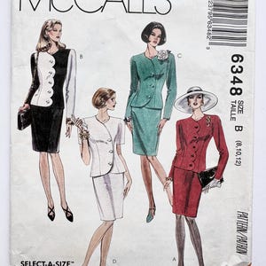 Vintage 1990’s McCall’s 6348, Women’s Jacket & Skirt Pattern, Sz (8-10-12), Uncut