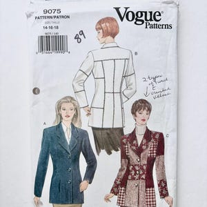 Vintage 1990’s Vogue 9075, Women’s Jacket Pattern, Sz (14-16-18), Uncut