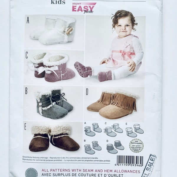 Burda 9396 Baby Booties Pattern, Uncut