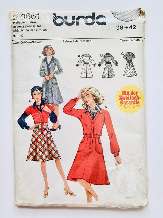 Vintage 1970s Burda A-Line Dress Pattern 0661 (Size B34 1/2