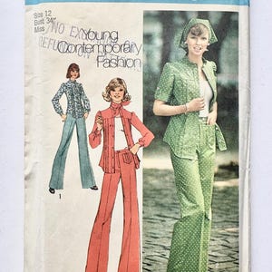 Vintage 1970’s Simplicity 6792, Women’s Shirt, Pants & Scarf Pattern, Sz12 B34” W26 1/2” H36”, Uncut