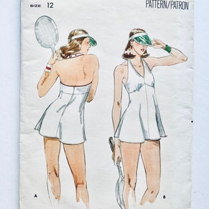 Vintage 1970’s Halter Tennis Dress & Shorts Pattern, Sz12 B34” W26 1/2” H36”, Pre-cut