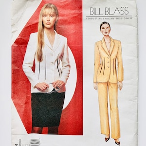 Vintage 1990’s Vogue American Designer Bill Blass 2464, Women’s Jacket, Skirt & Pants Pattern, Size (8-10-12), Uncut
