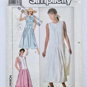 Vintage 1980’s Simplicity 9150, Women’s Drop Waist Dress Pattern, Sz (14-16-18), Uncut