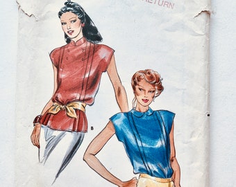 1980s Sleeveless Blouse Uncut Vintage Pattern Butterick 6921 Bust 34 Size 12