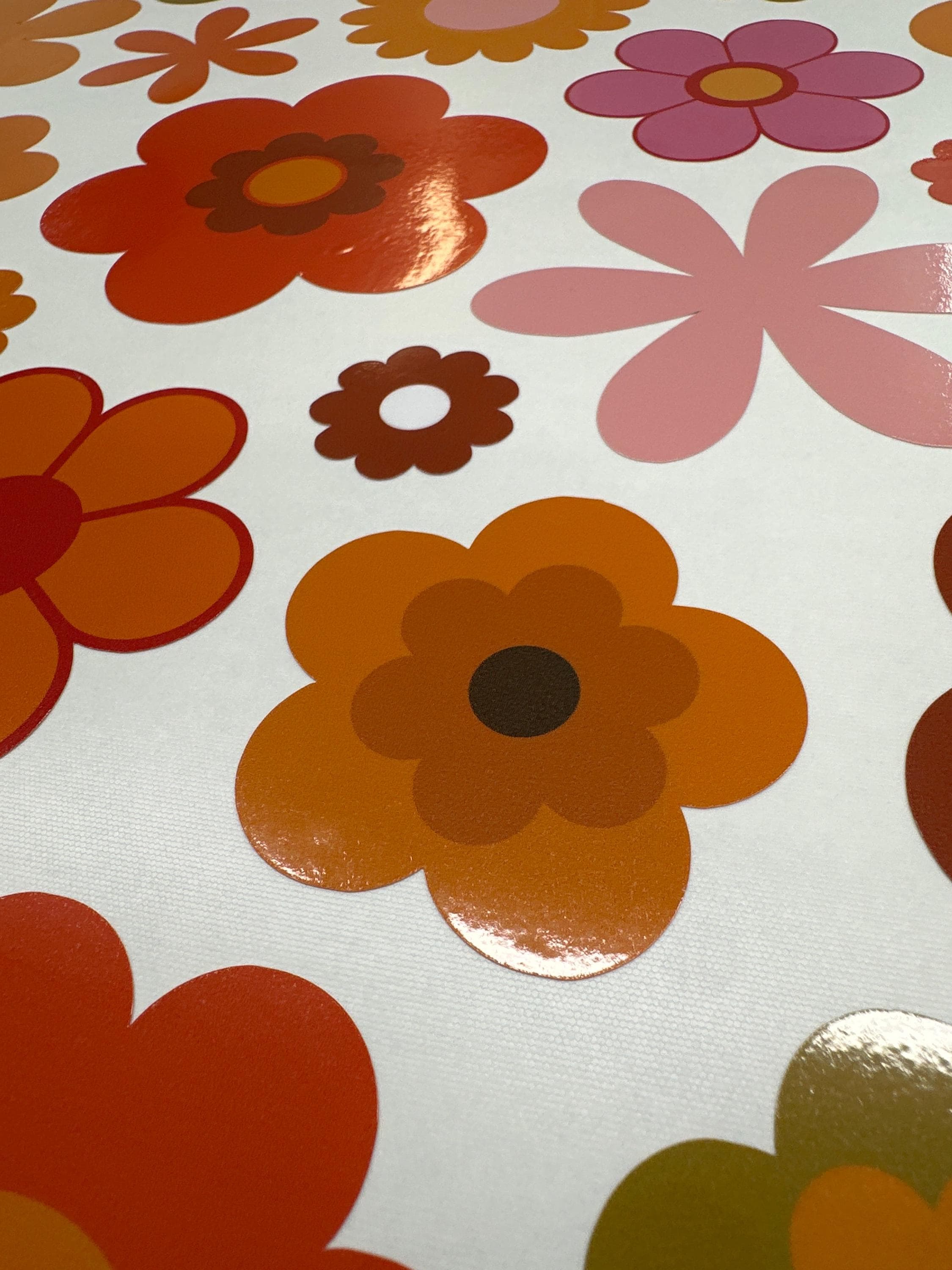 Retro Flower Vinyl Sticker Set, Pre Cut Peel and Stick 70s Hippie ...