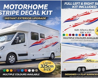 Motorhome Stripe Decal Kit, Caravan Vinyl Graphics, Camper Van Side Stripes, RV Body Kit, Boat Flat Surface Stickers