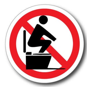 Cantidad 12 x 90 mm Prohibido ponerse en cuclillas sobre el asiento del inodoro Adhesivo de advertencia redondo