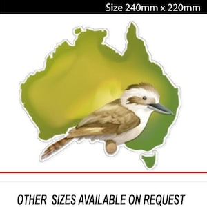 Sticker grand kookaburra et carte australienne pour véhicules, bateau, camping-car, camion, remorque, autocollant de voiture