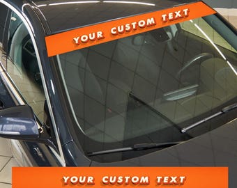 Custom Windshield Windscreen Banner Sticker Panel Sunstrip - Orange 3D Lettering