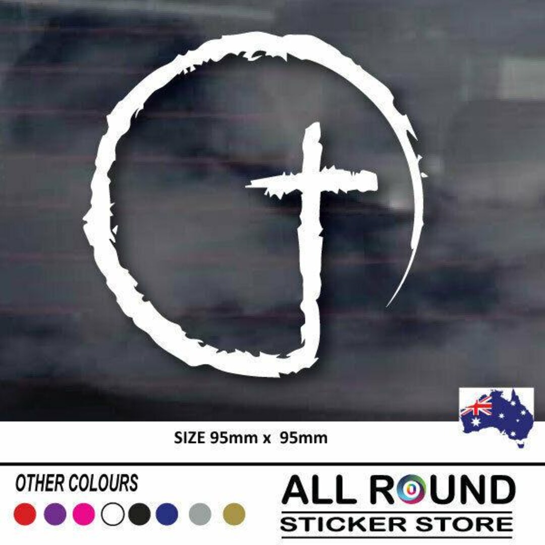 Round Cross - Christian Religious Decal, Car Sticker, Man Cave Sticker ...