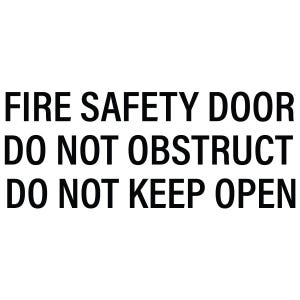 Fire Safety Door - Do Not Keep Open, Do Not Obstruct - Vinyl Lettering Sticker 480mm wide