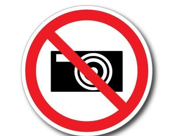 No Photography Camera Sticker Decal Safety Sticker 8 Pack