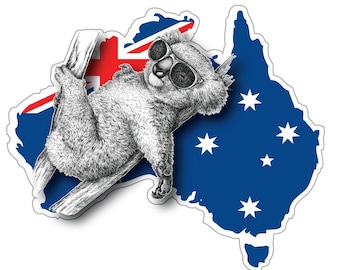 Koala Australia flag Map with Southern cross vinyl sticker decal Rv Motorhome, vehicle, camper , truck, van Southern cross stars