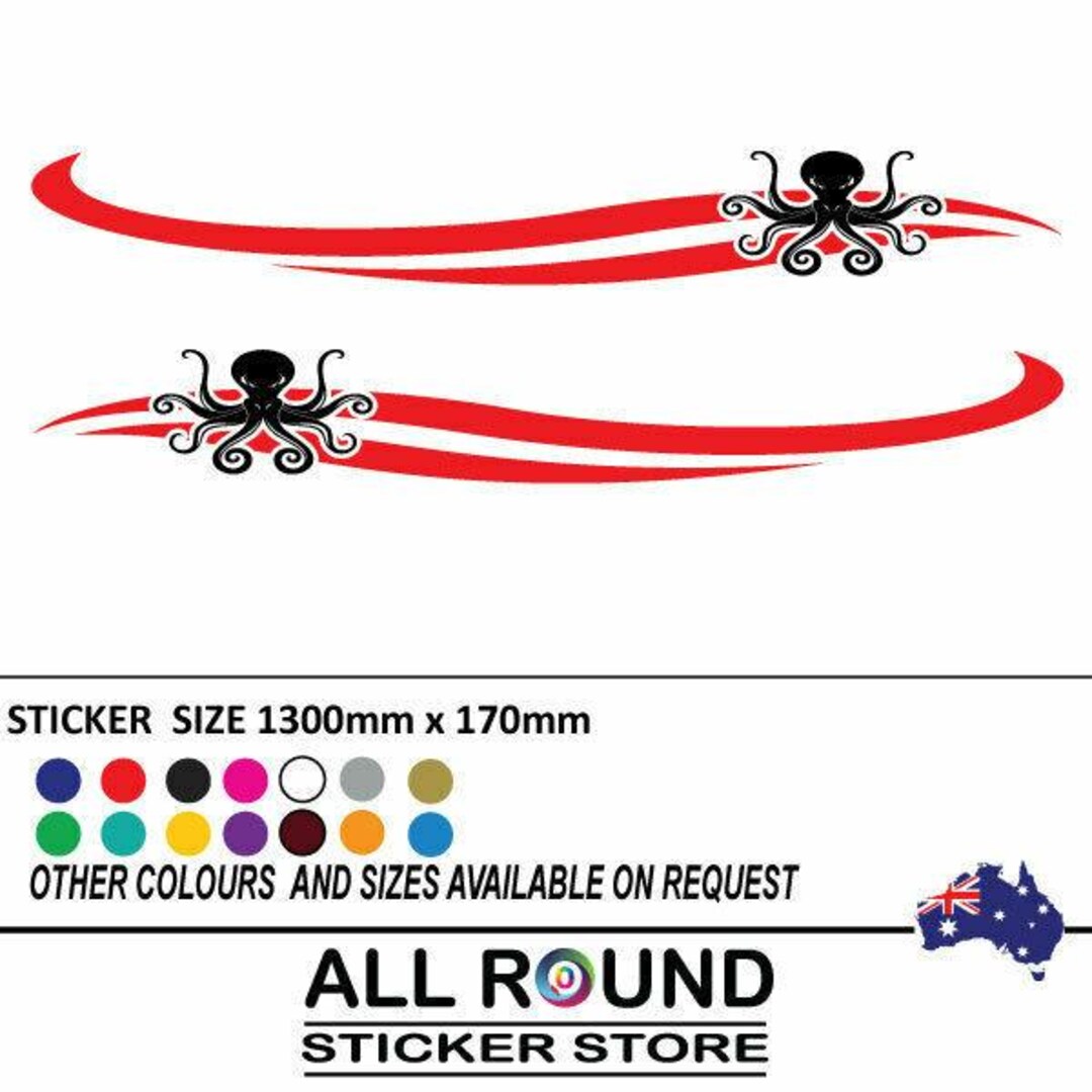 Stripes With Octopus for Boat, Caravan , Ute , Car , Vehicle , Trailer ...