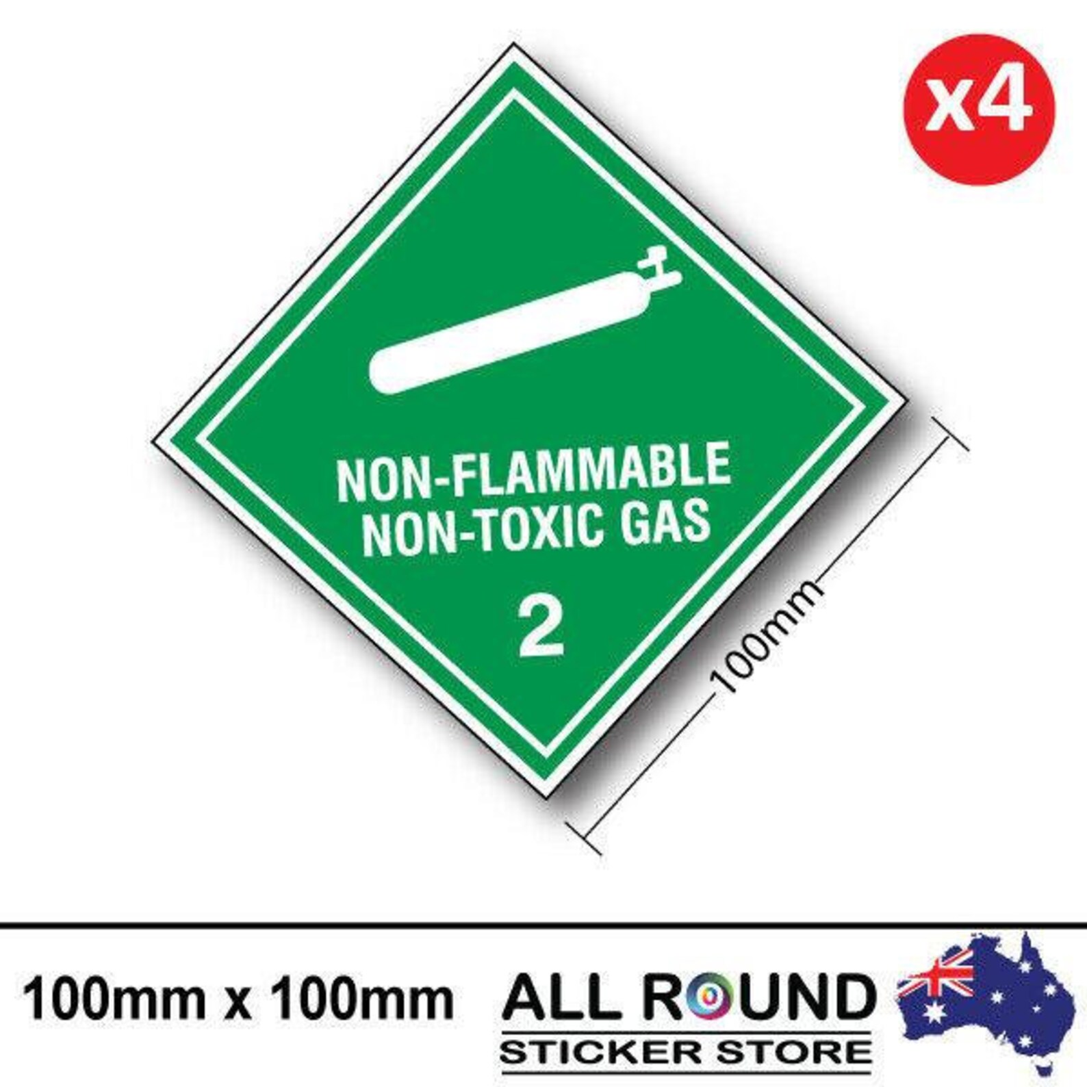 Non Flammable Compressed Gas Warning Sticker Hazchem Safety Self ...