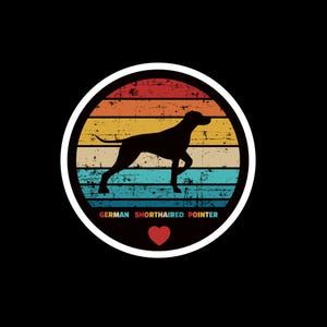 Gsp German Shorthaired Pointer Vinyl Sticker Decal, Retro Dog Owner Car Window Ticker