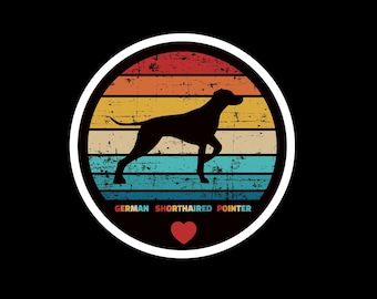 Gsp Duitse kortharige wijzer vinyl sticker sticker, retro autoruitsticker hond eigenaar