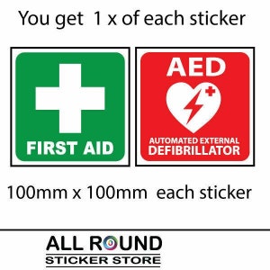 Autocollant de premiers secours AED Ensemble de panneaux d&#39;avertissement d&#39;autocollants pour défibrillateur externe automatisé