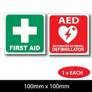 Ensemble d&#39;autocollants de premiers secours et d&#39;autocollants pour défibrillateur externe automatisé Aed