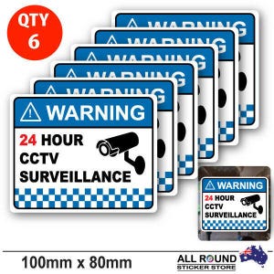 The 6-X-Cctv-Warning-Security-Stickers-Waterproof-Security-Sign-Window-Glass