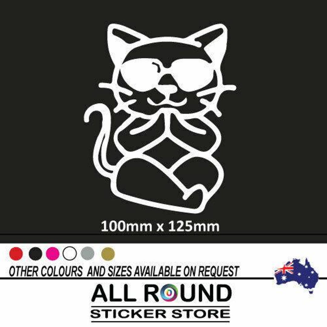 Cute Praying Cat Car Sticker Decal Car , Laptop, Bike, Skateboard White ...