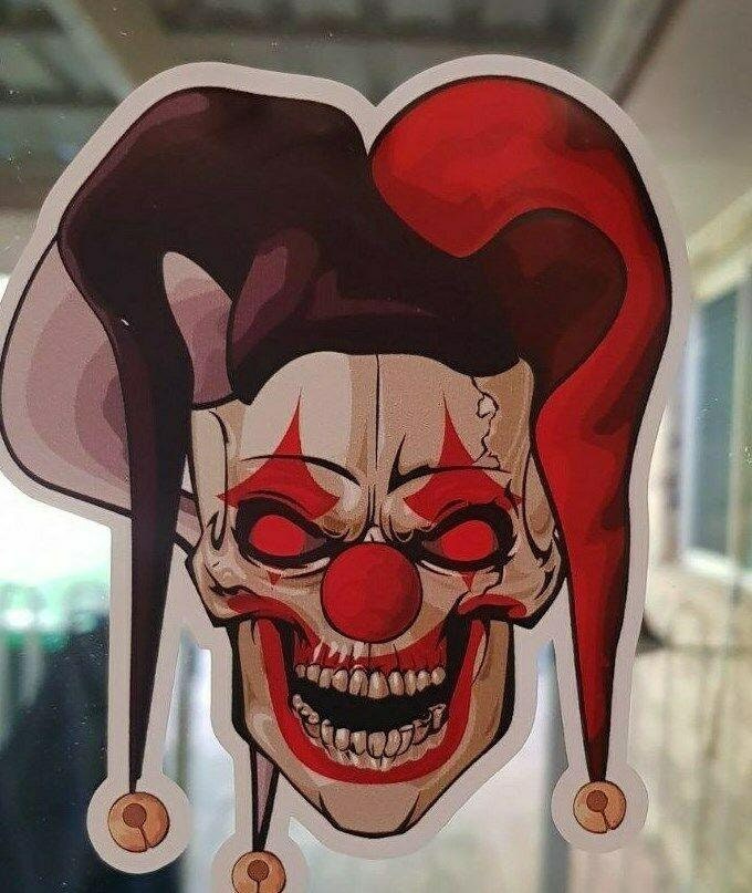 2 x Joker Skull  sticker decal car , laptop, bike, skateboard bumper sticker