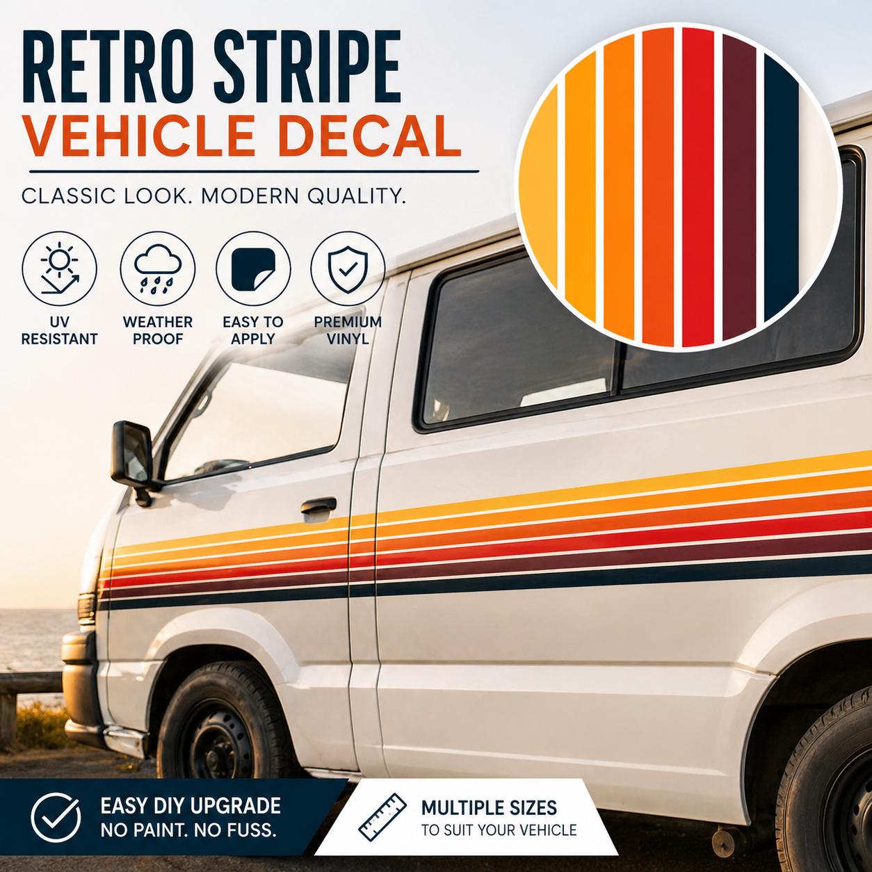 Retro Car Stripe Decal Pinstripe Vinyl – Vehicle Side Stripe , Van