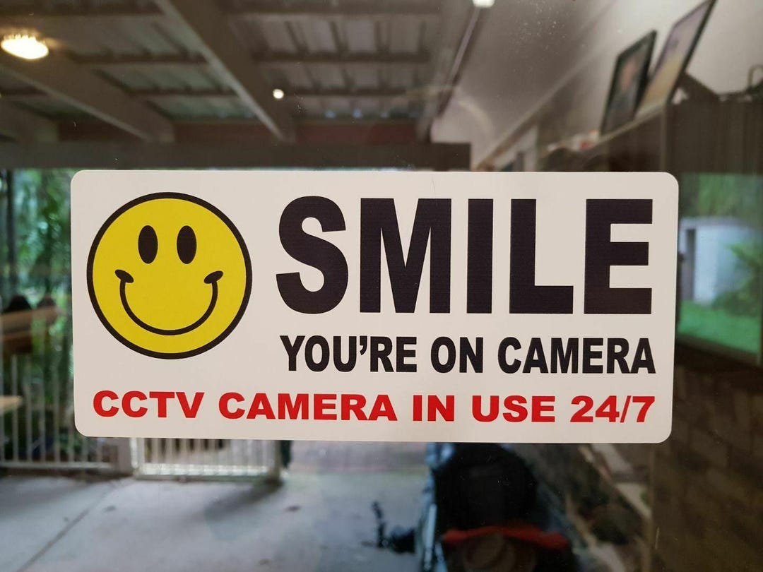 Qty 3 X Smile You’re on Camera Sticker, Cctv Awareness Vinyl Decal for ...