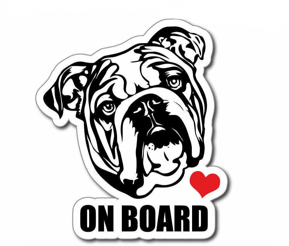 Bulldog On Board Car Sticker Bumper Sticker , Skate , Sticker , Bike,