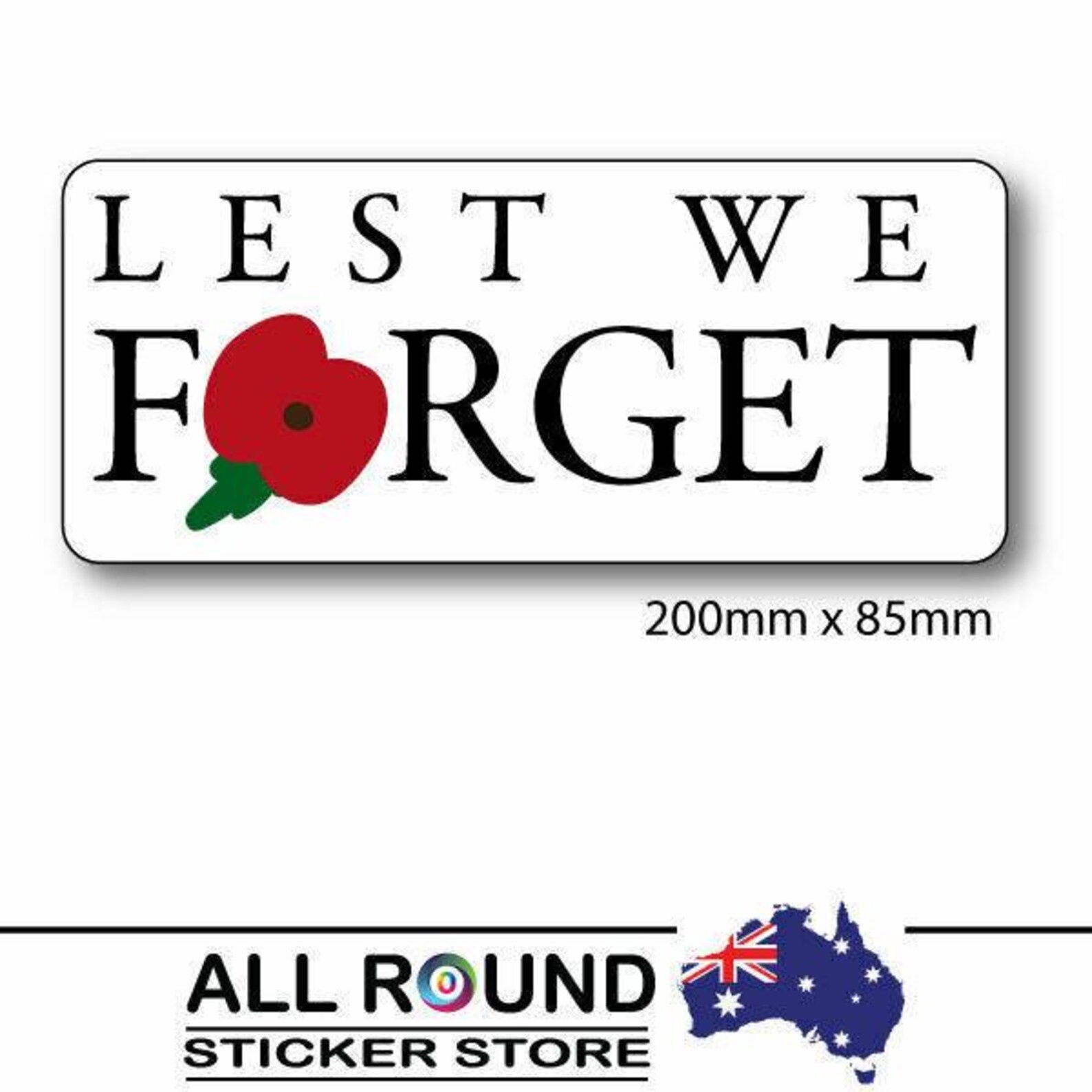 Lest We Forget Sticker Set, Australian Anzac Remembrance Decals for Car ...