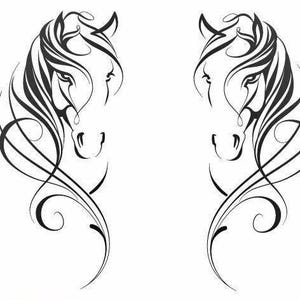 Gespiegeltes Pferdekopf-Vinyl-Aufkleberpaar, Reiter 4Wd Ute Float-Grafik, dekorative Pferdeaufkleber 7 Jahre Vinyl