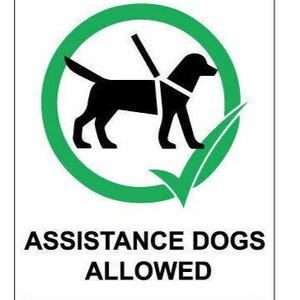 2x 'No Dogs Allowed Except Assistance Dogs' Sticker/Sign - Glossy, Self-Adhesive