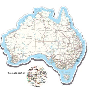 Grande carte de l'Australie, autocollant de camping-car, feuille de route détaillée