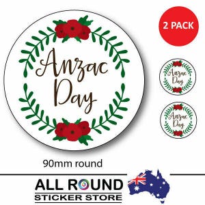 qty 2 x Anzac Day Australian Sticker decal