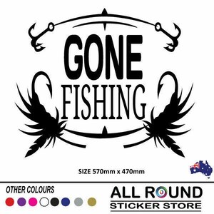 Autosticker Gone Fishing: 4 x 4 sticker grappig varen camper