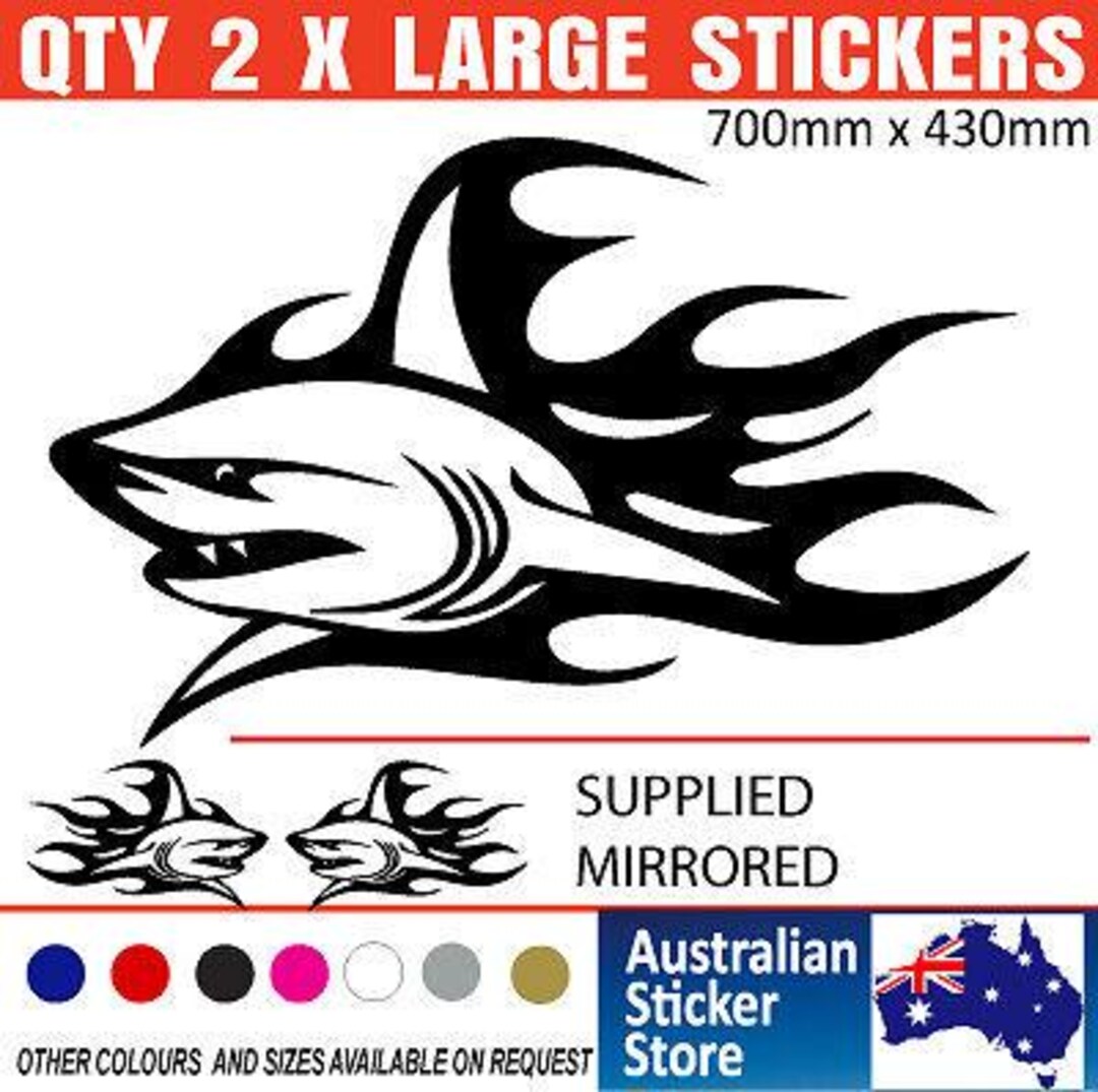 Shark Decal Code Sharks X 2 - Mirrored Pair 700mm X 460mm - Large Boat Decals - Etsy