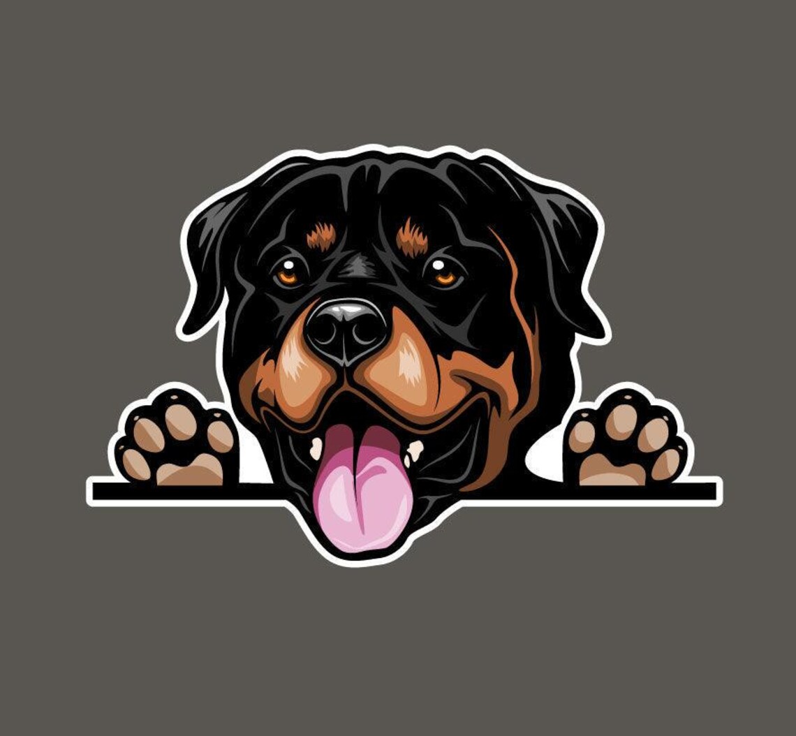 Rottweiler Car Window Sticker, Peeking Dog Vinyl Decal, Funny Dog ...