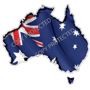 Vibrant Waving Australian Flag Map Sticker for Recreational Vehicles