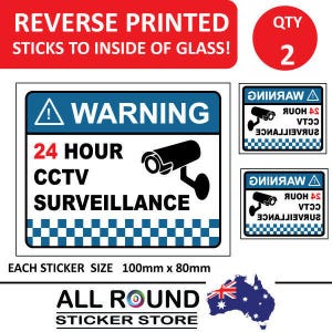 The 2 Pack Warning Cctv Security Surveillance Camera Sticker Sign 100Mm X 80Mm