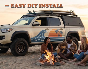 Large Surf Truck Decal: Beach Sunset Vinyl for 4WD Side Panels