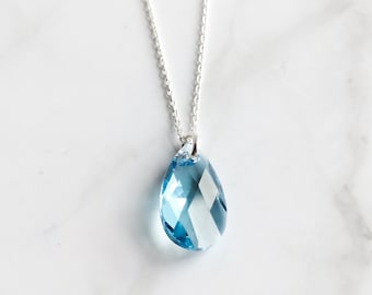 14kt Gold Filled Aquamarine Swarovski Crystal Necklace