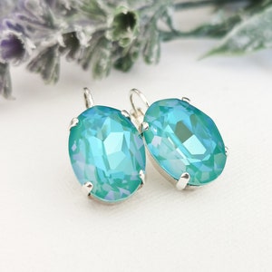 Mothers Day Gift/ Sky Blue Laguna Earrings/ Crystal Earrings/ Sterling Silver or Rose gold Earrings/ Birthday  Gift for her