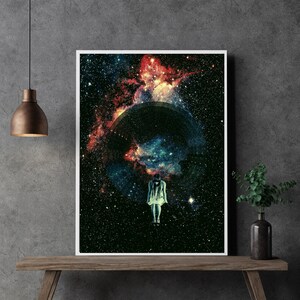 Universe Wall Decor, Dreamy Digital Download Wall Art, Black Hole Collage Poster, Instant Download Printable Modern Galaxy Print