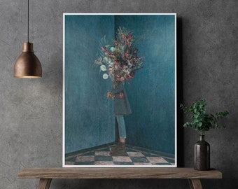 Nostalgico floreale Download digitale Poster surreale stampabile Collage Wall Art I Boho Poster botanico per soggiorno, ufficio, Galleria a parete