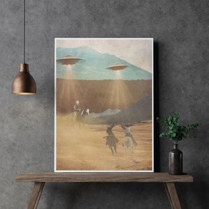 UFO Alien Wall Art | Weird Surreal Space Poster For Living Room, Bedroom, Bathroom Decor | Gift For Sci-Fi Lovers | Digital Download
